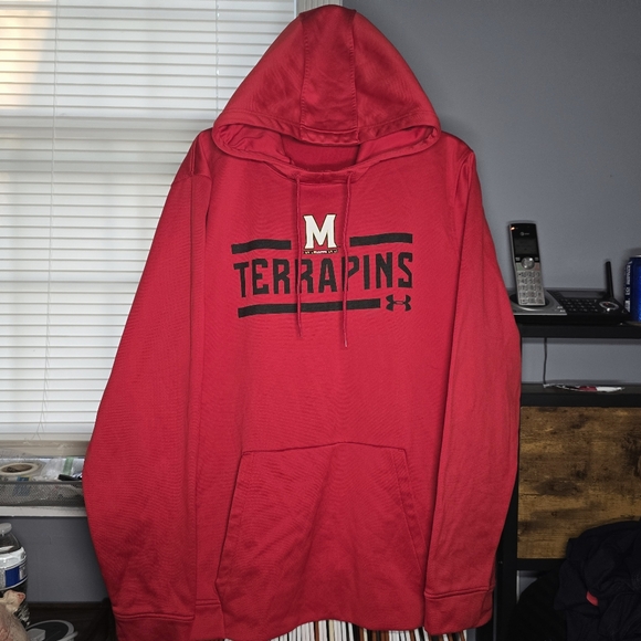 Under Armour Maryland Terrapins ColdGear Fleece Lined Hoodie-Mens XXL-Red/Black - Picture 1 of 5